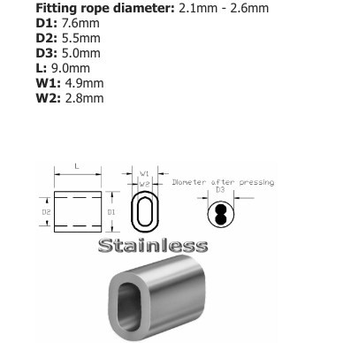 Code 2.5 TALURIT A4-AISI 316 Stainless Steel Ferrule - 100.310.025