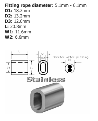 Code 6 TALURIT Stainless Steel Ferrule - 100.310.060 .
