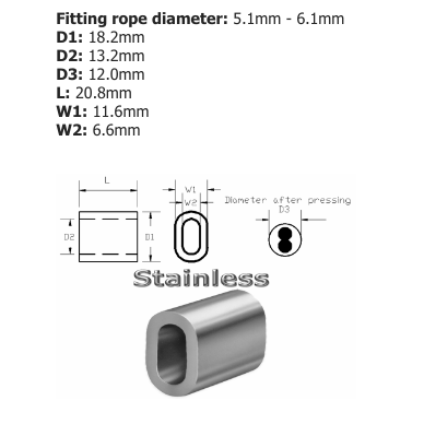 Code 6 TALURIT A4-AISI 316 Stainless Steel Ferrule - 100.310.060