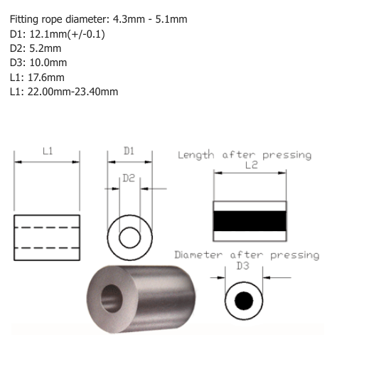Code 5 Talurit Aluminium Stop Ferrule - 100.315.050 .