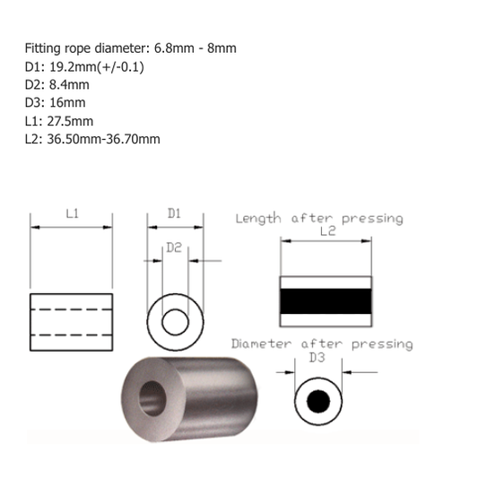 Code 8 TALURIT Aluminium Stop Ferrule - 100.315.080
