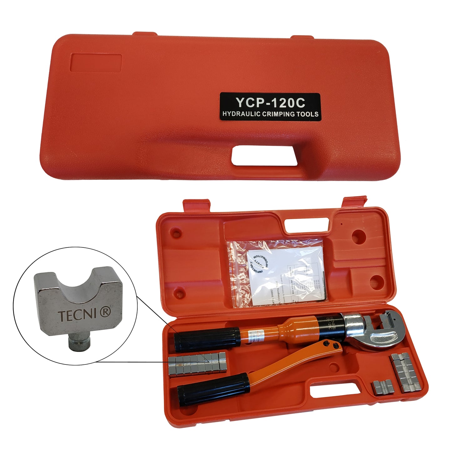 TECNI® YCP-120C Hydraulic Cable Crimper 1mm-5mm range with TECNI® Die Sets - 101.200.120 .
