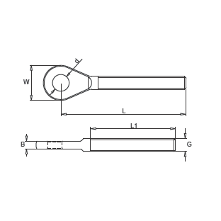 M6 LH Stainless Steel A4-AISI 316 Threaded Eye Terminal Standard Type - 105.031.906 .