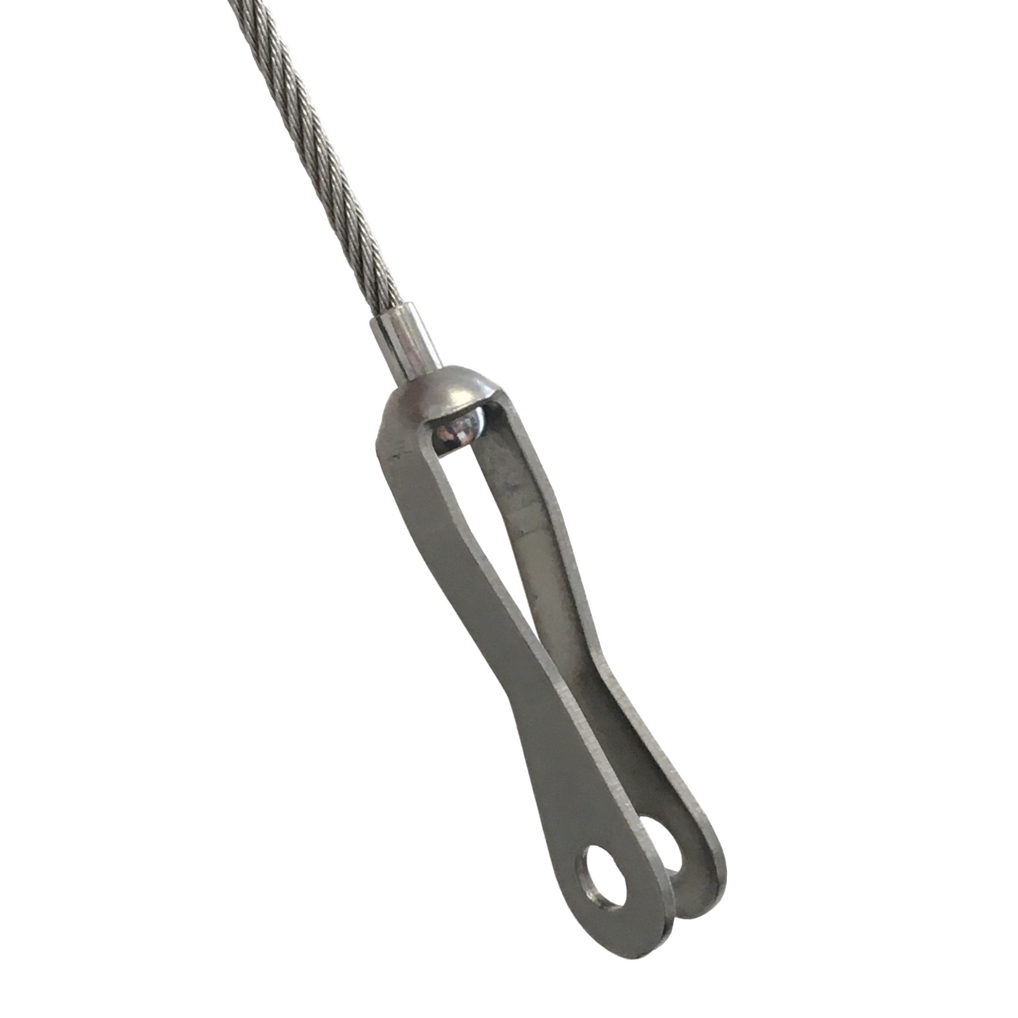 Steel Strap Eye Terminal with cable on a white background