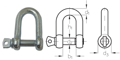 8mm Galvanised D Shackle - 145.341.008 .