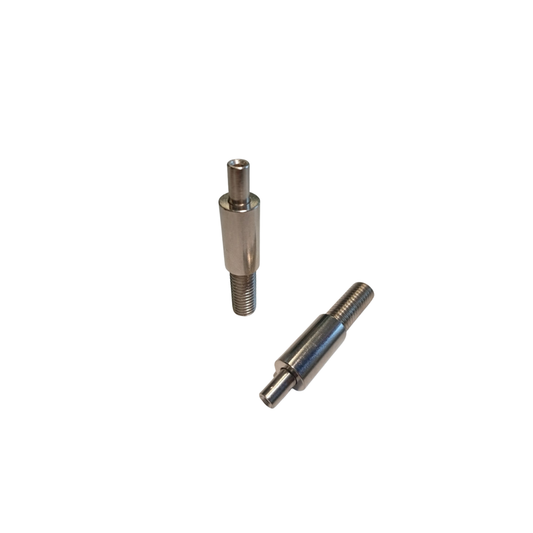 Two metal cylindrical TECNI Gripper components on a white background