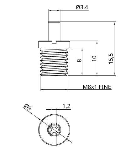 TECNI® Gripper TG1.2 M8 Fine Thread Glider, suitable for use with up to 1.2mm cable. Maximum WLL of 12kg when used with either Stainless Steel or Galvanised 7x7 construction TECNI® Wire Rope. - 170.012.002. .