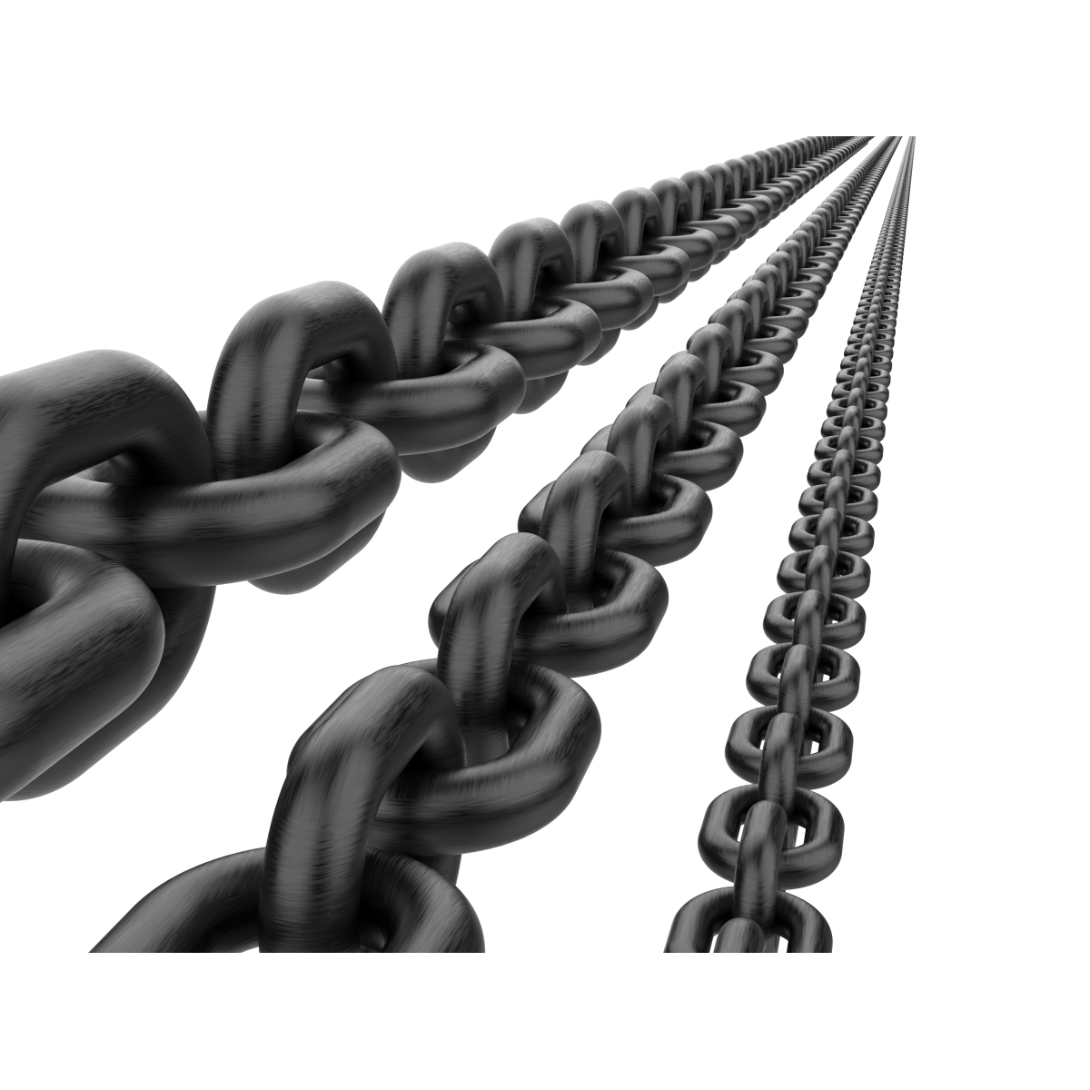 Three parallel chains on a white background