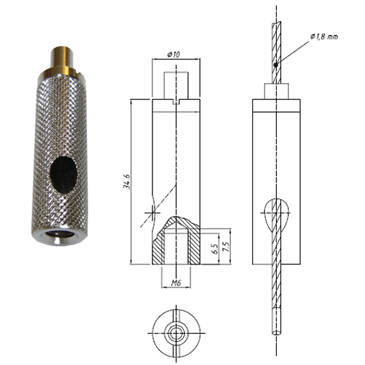 Type 18 Gripper, M6 X 6.5mm Female Threaded Gripper for use with up to 1.8mm cable. WLL of 30kg - 193.000.056