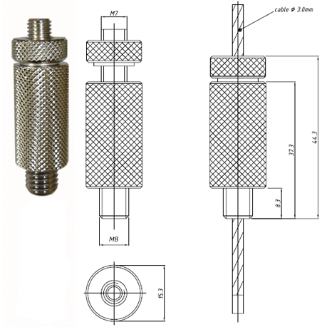 Type 30 Gripper, M8 x 8 Threaded Gripper with locking cap for use with 3mm cable. WLL of 85kg - 193.000.301