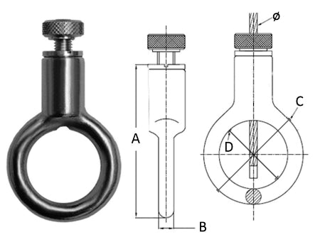 Type 30 Gripper, Eye Gripper with locking cap. Suitable for use with 3mm cable. Maximum WLL of 85kg with 7x7 galvanised wire rope 2300N/mm2. - 193.000.318. .