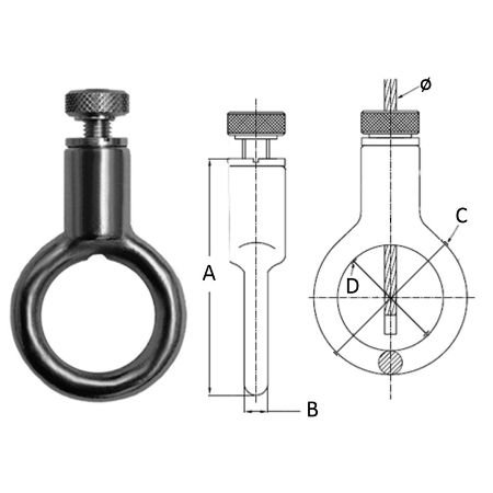 Type 30 Gripper, Eye Gripper with locking cap for use with 3mm cable. WLL of 85kg - 193.000.318