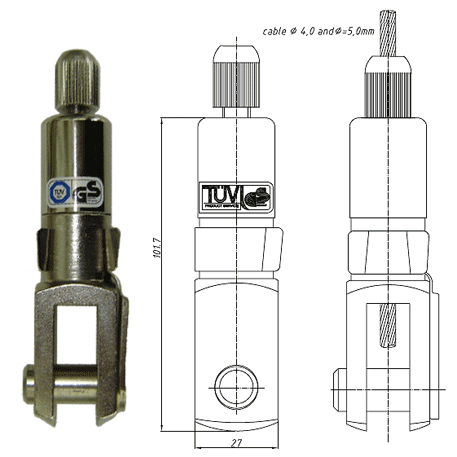 Type 50 Gripper, Jaw Gripper for use with up to 5mm cable. WLL of 180kg -393.006.901