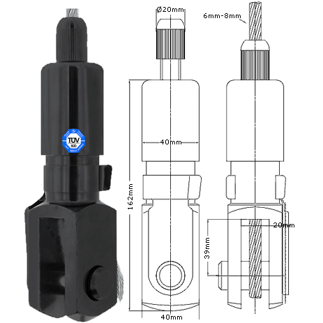 Type 80 Gripper, Jaw Gripper for use with 8mm cable. WLL 480kg - 393.009.005
