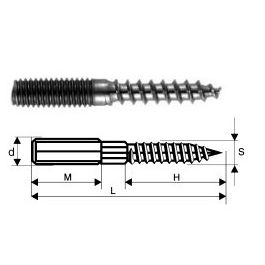 Technical drawing of a screw with labeled dimensions on a white background