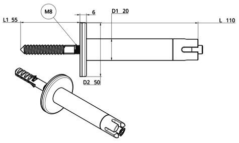 Stainless Steel TECNI Pro Multi Angle Cross Trellis Fitting for horizontal and vertical trellis and Green Wall systems. 4mm Diameter Wire 100mm from the wall . - 208.635.100