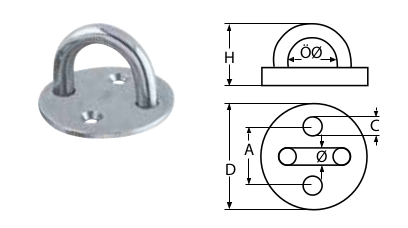 8mm x 50mm A2-AISI 304 Stainless Steel Eyeplate Round Type - 208.835.328 .