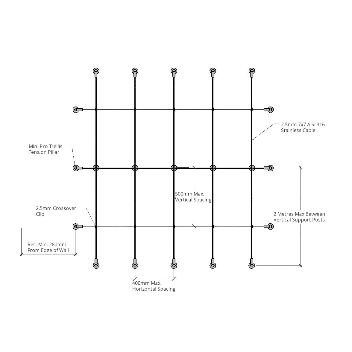 M6 A4-AISI 316 Stainless Steel Crossover Clip for 1.8mm-2.5mm Cable - 208.842.802