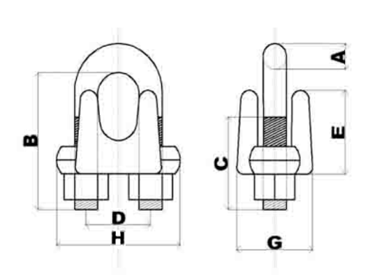 12-13mm (1/2") US Type Wire Rope Clip Drop Forged A4-AISI 316 stainless Steel - 310.450.013 .