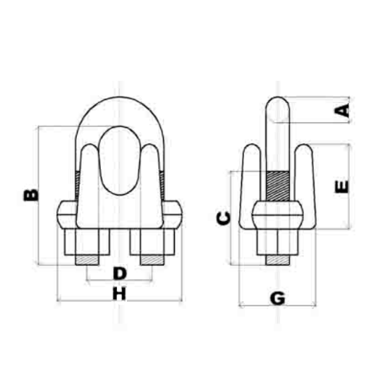 12-13mm (1/2") US Type Wire Rope Clip Drop Forged A4-AISI 316 Stainless Steel - 310.450.013