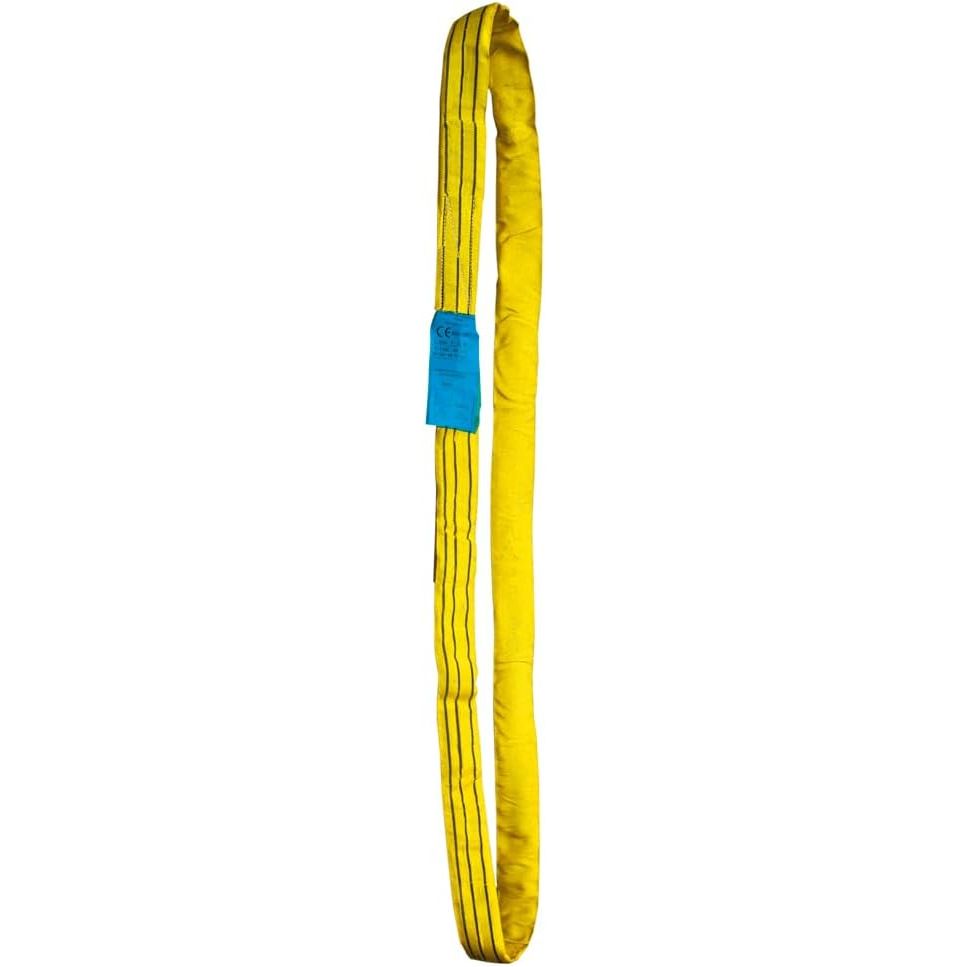 Ponsagard 3t yellow roundsling with a blue clip on a white background.