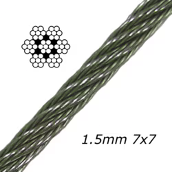 1.5mm 7x7 Galvanised Steel Cable MBL 174 kgs - 503.000.015 .