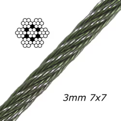 3mm 7x7 Galvanised Steel Cable MBL 580 kgs - 503.000.030 .