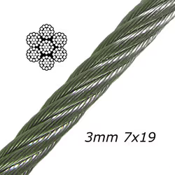 3mm 7x19 Galvanised Steel Cable MBL 651kgs - 504.000.030 .