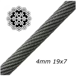 4mm 19x7 Galvanised Steel Cable MBL 1045 kgs - 506.000.040