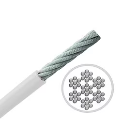3mm 7x7 Galvanised MBL 580 kgs Steel Cable White PVC Coated to 4mm - 513.001.031 .