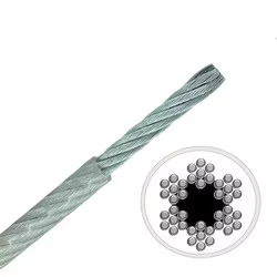 2mm 6x7 + PP Core Galvanised Steel Cable MBL 260 kgs Coated to 3mm Clear PVC - 517.000.020 .