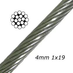 4mm 1x19 A4-AISI 316 Stainless Steel Cable MBL 1345 kgs - 602.000.040
