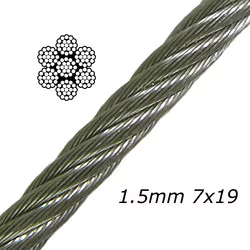 1.5mm 7x19 A4-AISI 316 Stainless Steel Cable MBL 130 kgs - 604.000.015