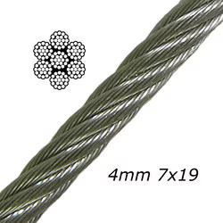 4mm 7x19 A4-AISI 316 Stainless Steel Cable MBL 927 kgs - 604.000.040