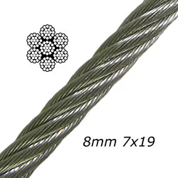 8mm 7x19 A4-AISI 316 Stainless Steel Cable MBL 3708 kgs - 604.000.080