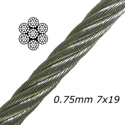 0.75mm 7x19 A4-AISI 316 Stainless Steel Cable MBL 33 kgs - 604.000.750
