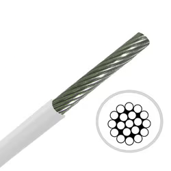 4mm 1x19 A4-AISI 316 Stainless Steel White PVC coated to 6mm MBL 1345 KGS - 612.001.040 .