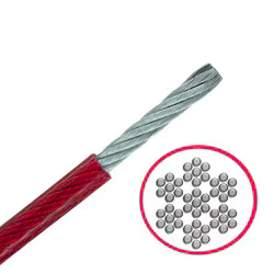 1.5mm 7x7 Stainless Steel Translucent Red PVC Coated to 2.3mm - 613.004.015 .