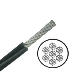 6mm 7x19 A4-AISI 316 Stainless Steel Cable MBL 2086 kgs Translucent Grey (RAL7022 Umbra Grey) PVC Coated to 10mm - 614.006.060 .