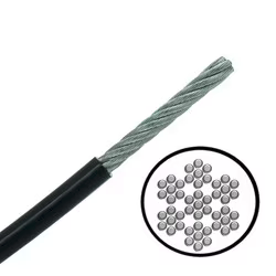 1.5mm 7x7 A4-AISI 316 Stainless Steel Cable Coated in Black Nylon 12 to 2.3mm MBL 130 kgs - 643.002.015