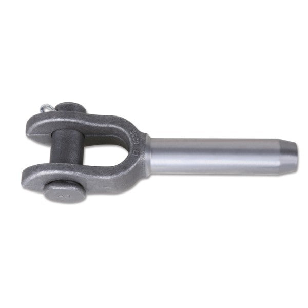 Forged steel swage jaw with a black finish, designed for wire rope swaging.