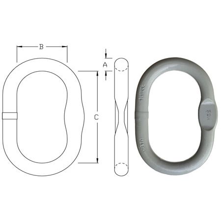 Technical drawing of a Crosby Alloy Steel Master Link