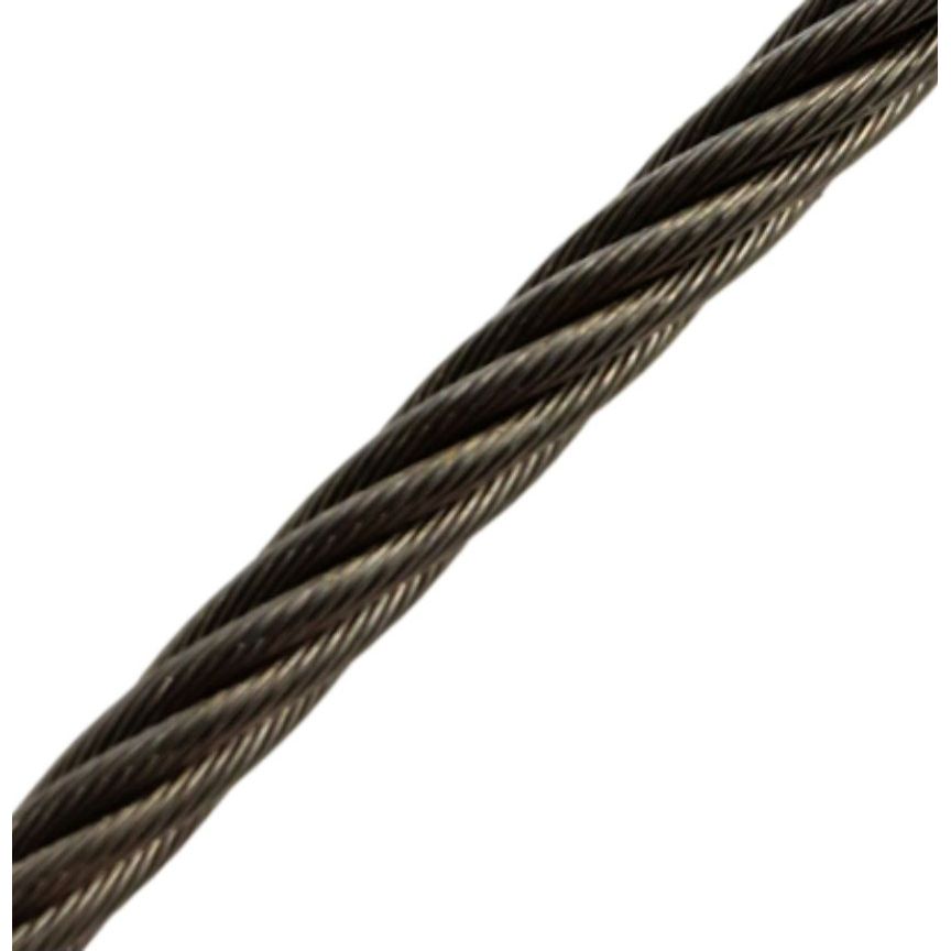 Galvanised Aircraft Mil Spec cable against a white background