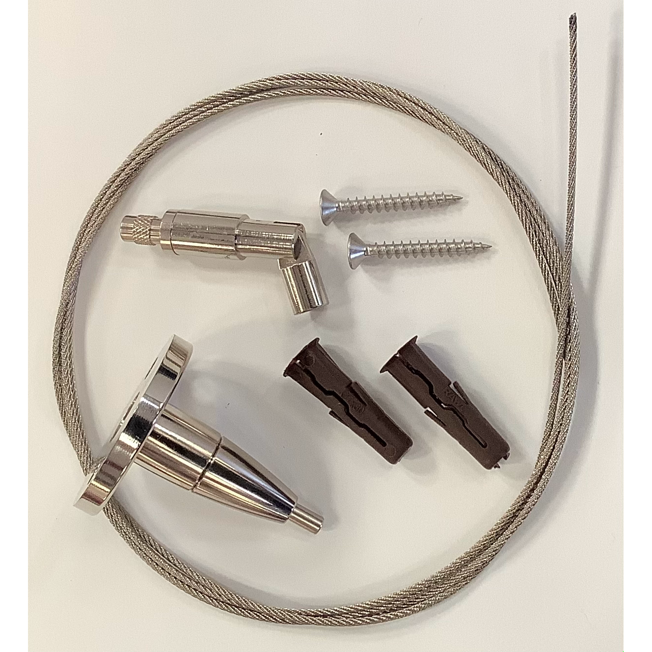 TECNI® Cable 15kg Suspension Kit - Ellipse Ceiling Attachment, M6 Female Angled Glider with locking cap, supplied with 1.5mm Cable