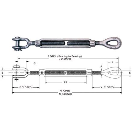 Crosby HG-227 Jaw/Eye Galvanised Turnbuckles