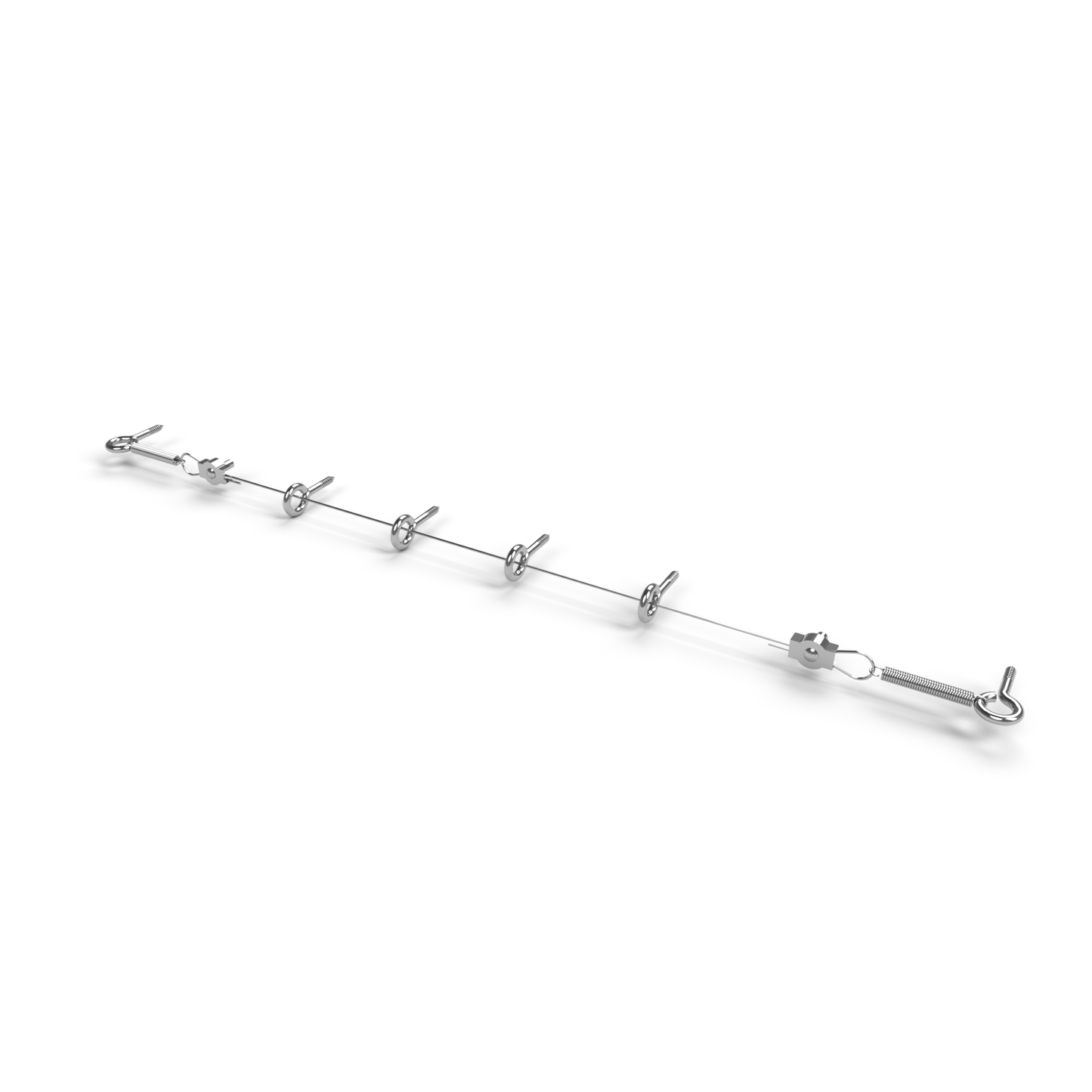 Metallic cable trellis section on a white background