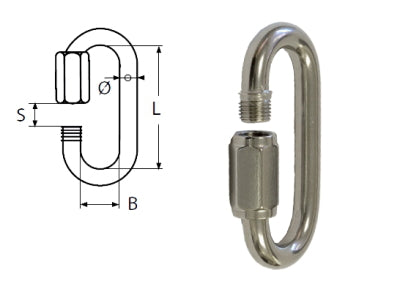 3mm Stainless Steel A4-AISI 316 Quick Link for Chain - 208.253.403 .