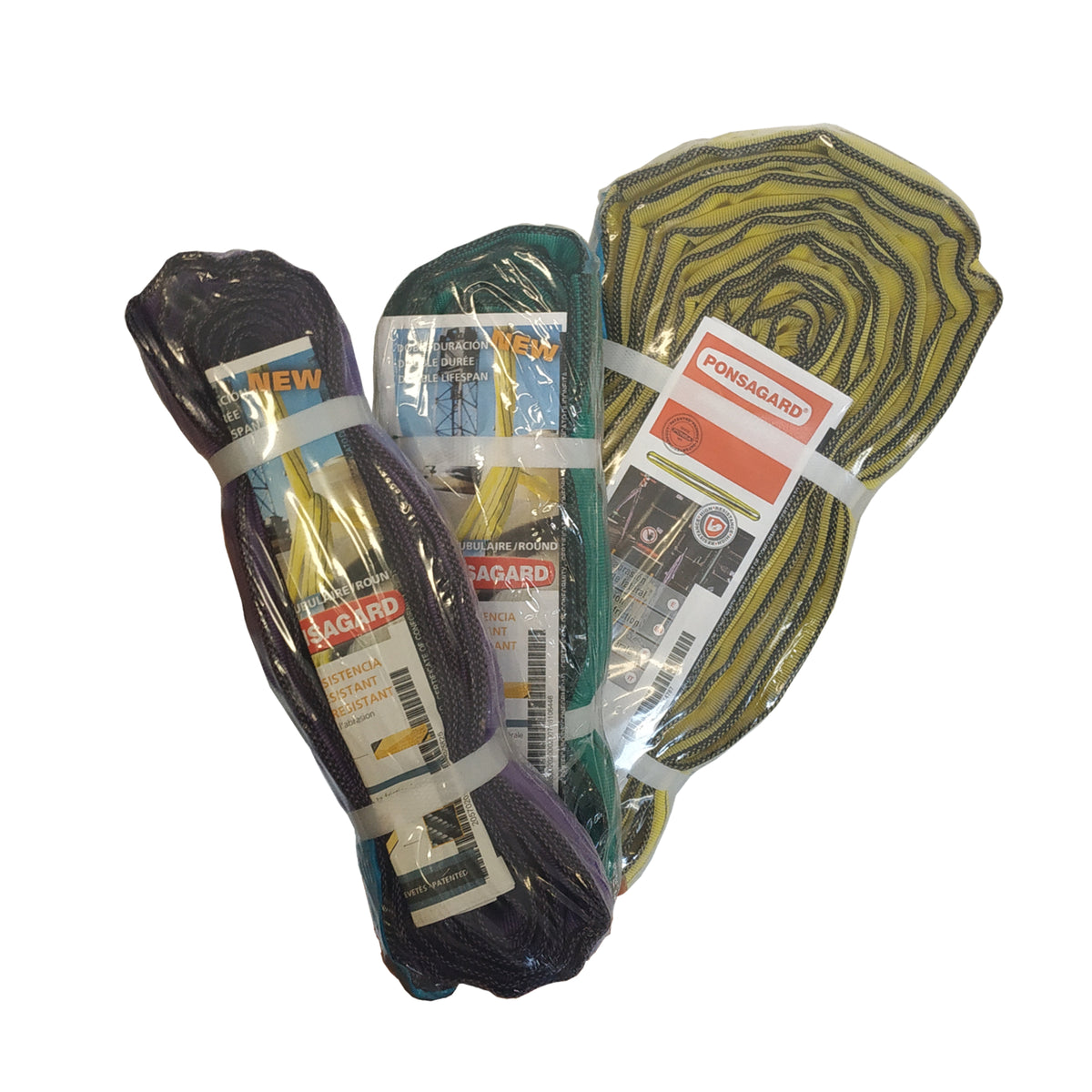 Photo of three packaged ponsagard slings.