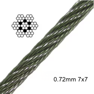 0.72mm 7x7 AISI 316 Stainless Steel MBL 43 kgs - 603.000.720