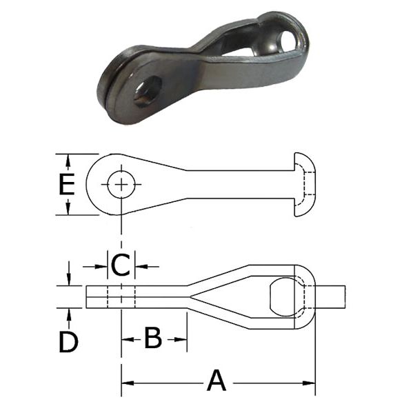 Technical drawing of an eyestrap on a white background
